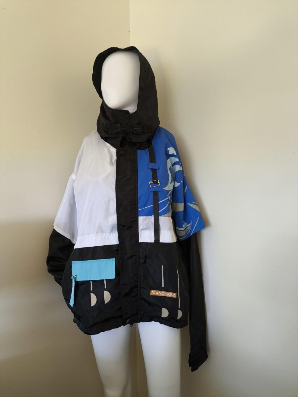 Black & Blue Colorblock Hooded Jacket